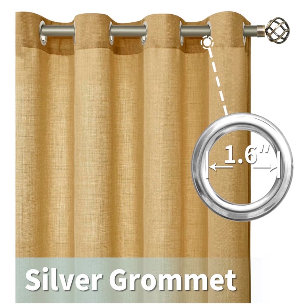 Loewe beige tan grommet-top curtains - Picture 3 of 9